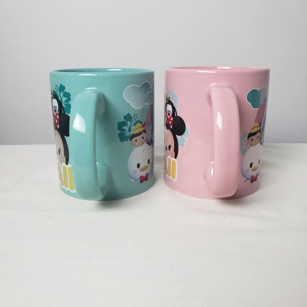 Disney Pixar Tsum Tsum Winnie the Pooh in Hawaii Jerry Leigh Mugs Pink/Blue x2